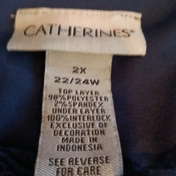 Catherines Plus Size Blue Scoop neck Batwing Sleeve embroidered Blouse 2x - Picture 6 of 8